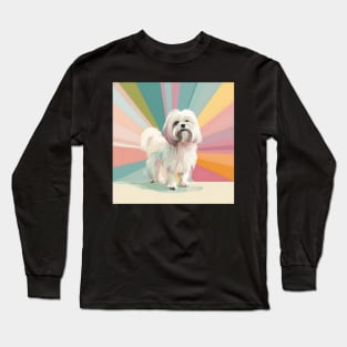 Retro Lhasa Apso: Pastel Pup Revival Long Sleeve T-Shirt